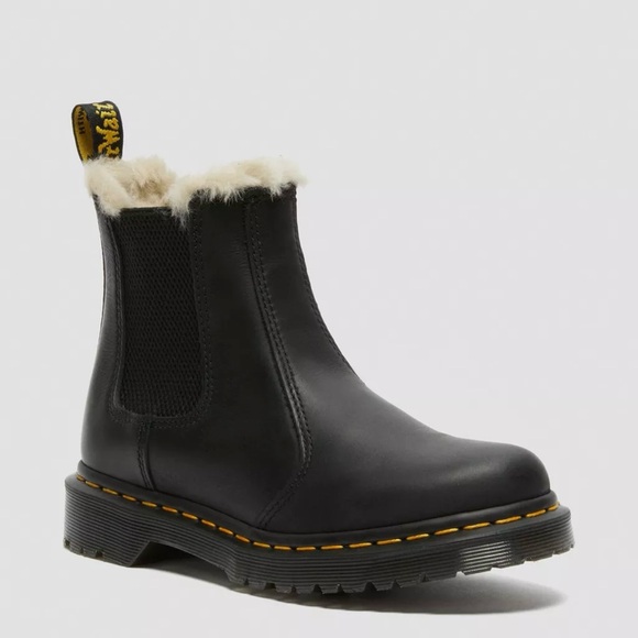 Dr. Martens 2976 Leonore Faux Fur Lined Chelsea Boots in Black Size 5 Sherpa - Picture 3 of 10